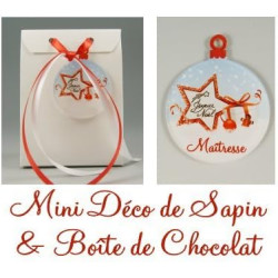 Boite de Chocolat & Déco de Sapin Joyeux Noël Maîtresse - Cadeau de Noël pour Maîtresse