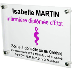 Gravure Events Plaque Professionnelle Infirmière – Plaque en Plexiglas – Personnalisée en Ligne – Personnalisation Fixations et