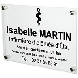 Gravure Events Plaque Professionnelle Infirmière – Plaque en Plexiglas – Personnalisée en Ligne – Personnalisation Fixations et