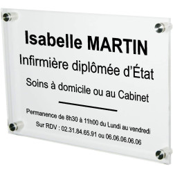 Plaque Professionnelle Infirmière – Plaque en Plexiglas – Personnalisée en ligne – Personnalisation Made in FRANCE