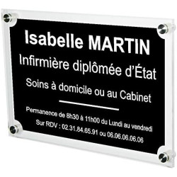 Gravure Events Plaque Professionnelle Infirmière – Plaque en Plexiglas – Personnalisée en Ligne – Personnalisation Fixations et