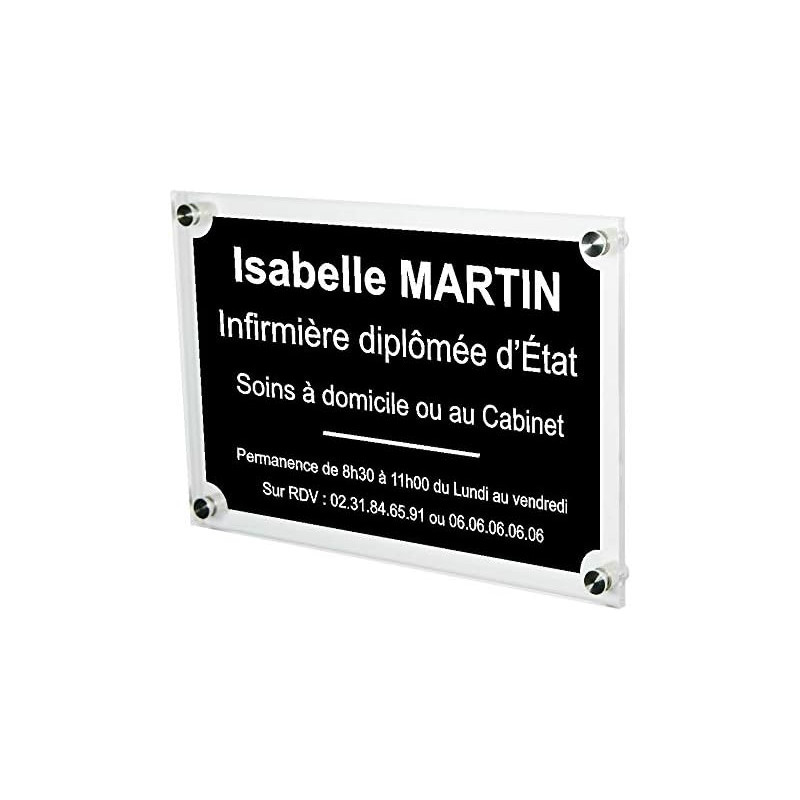 Gravure Events Plaque Professionnelle Infirmière – Plaque en Plexiglas – Personnalisée en Ligne – Personnalisation Fixations et