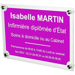Gravure Events Plaque Professionnelle Infirmière – Plaque en Plexiglas – Personnalisée en Ligne – Personnalisation Fixations et