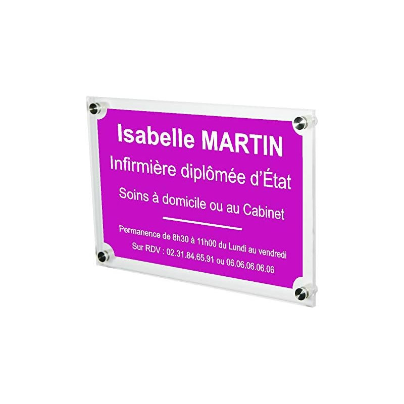 Gravure Events Plaque Professionnelle Infirmière – Plaque en Plexiglas – Personnalisée en Ligne – Personnalisation Fixations et