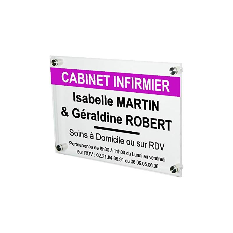 Gravure Events Plaque Professionnelle Infirmière – Plaque en Plexiglas – Personnalisée en Ligne – Personnalisation Fixations et