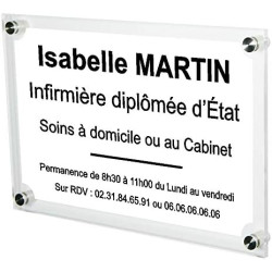 Gravure Events Plaque Professionnelle Infirmière – Plaque en Plexiglas – Personnalisée en Ligne – Personnalisation Fixations et