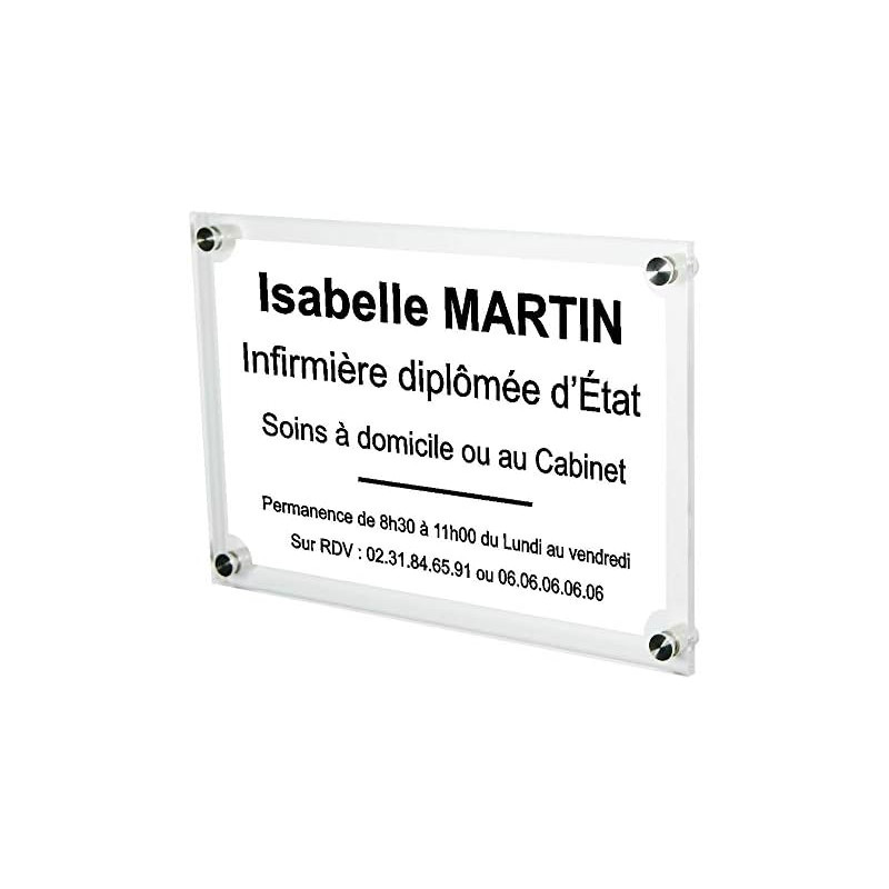 Gravure Events Plaque Professionnelle Infirmière – Plaque en Plexiglas – Personnalisée en Ligne – Personnalisation Fixations et