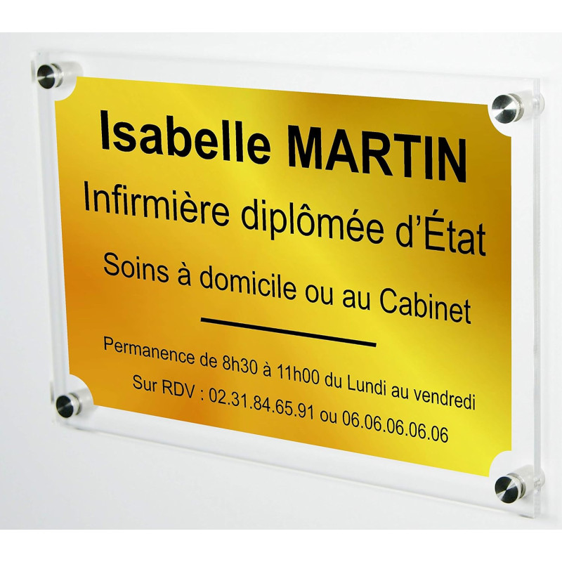 Gravure Events Plaque Professionnelle Infirmière – Plaque en Plexiglas – Personnalisée en Ligne – Personnalisation Fixations et