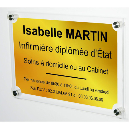 Gravure Events Plaque Professionnelle Infirmière – Plaque en Plexiglas – Personnalisée en Ligne – Personnalisation Fixations et