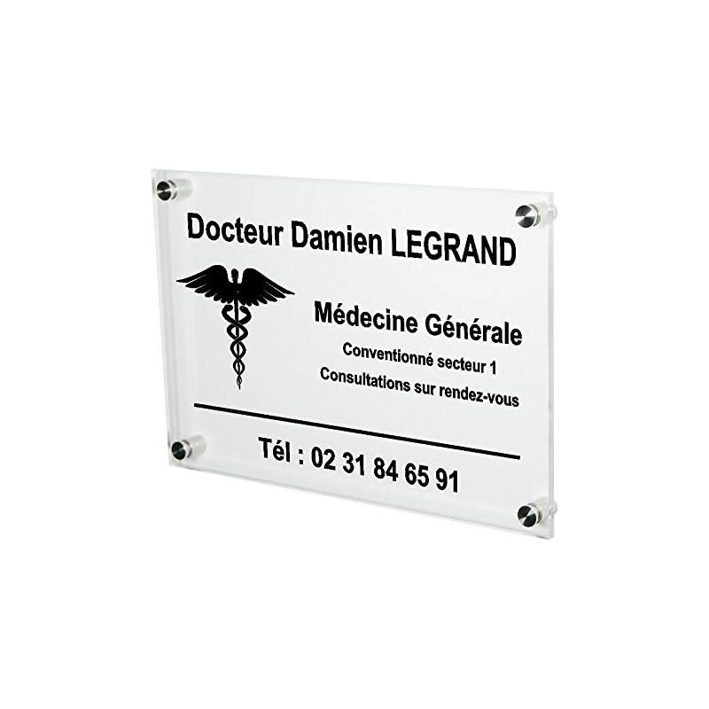 Gravure Events - Plaque Professionnelle Médicale - Plexiglas Transparent - 30cm x 20cm - Intérieur/Extérieur - Modern Style