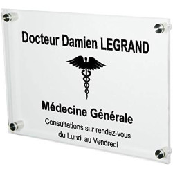 Plaque Professionnelle Médicale - Plaque Professionnelle Médecin en Plexiglas – Médecine Générale - Personnalisée en ligne