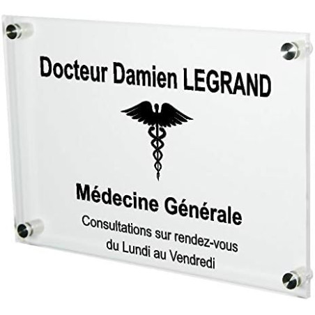 Plaque Professionnelle Médicale - Plaque Professionnelle Médecin en Plexiglas – Médecine Générale - Personnalisée en ligne