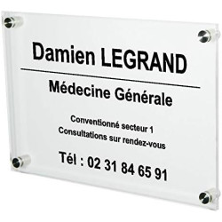 Plaque Professionnelle Médicale - Plaque Professionnelle Médecin en Plexiglas – Médecine Générale - Personnalisée en ligne