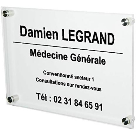 Plaque Professionnelle Médicale - Plaque Professionnelle Médecin en Plexiglas – Médecine Générale - Personnalisée en ligne
