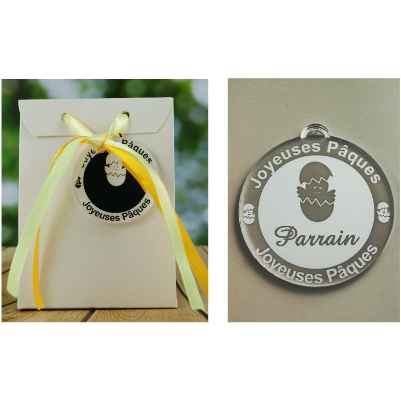 Boite de Chocolat garnie – Joyeuses Pâques Parrain (Cadeau pour Pâques) – Mod. Poussin