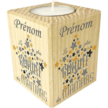 Bougie personnalisée pour Maman – Porte Bougie en Bois personnalisé avec Le prénom de Maman – Cadeau Noël, Anniversaire, fête
