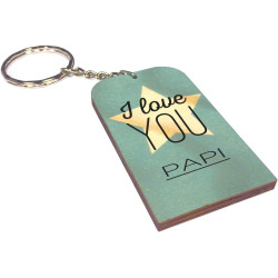 Porte Clef en BOIS - I Love You Papi (Cadeau fête des grands pères, anniversaire, noël pour papi, annonce de naissance ...)