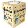 Bougie personnalisée pour Maman – Porte Bougie en Bois personnalisé avec Le prénom de Maman – Cadeau Noël, Anniversaire, fête