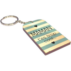Porte Clef en BOIS – Maman (Cadeau Baptême, fête des mères, anniversaire, Noël …) Mod. PcB5