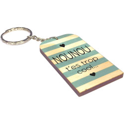 Porte Clef en BOIS - Nounou t'es trop cool (Cadeau pour la fête des Nounous, Noël, Anniversaire, fin de contrat, fin d'année
