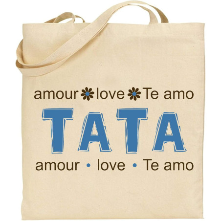 Tote Bag - Sac en Toile - Cadeau pour Tata - Cadeau pour la Tata de Votre Enfant, pour Noël, Anniversaire,Lors d'un baptême