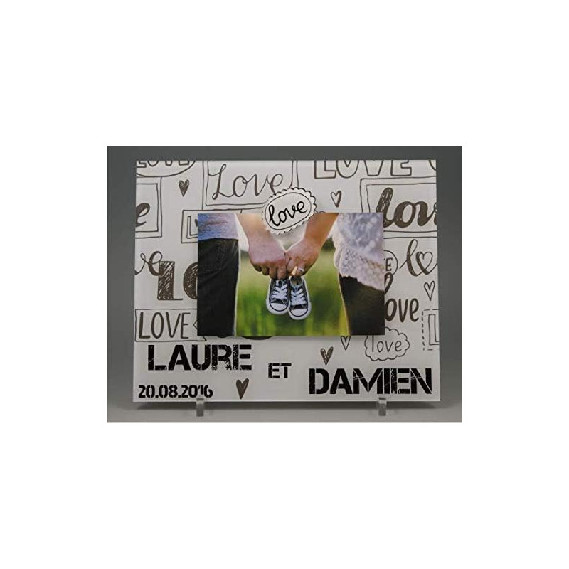 Cadre Photo Mariage & Saint Valentin - (Cadeau souvenir pour les mariés) Kd – D.blanc