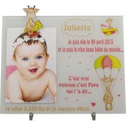 Cadre Photo Naissance - Cadeau de Naissance personnalisé avec le prénom du bébé – idéal pour la liste de naissance – pour fille