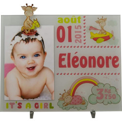 Cadre Photo Naissance - Cadeau de Naissance personnalisé avec le prénom du bébé – idéal pour la liste de naissance – pour fille