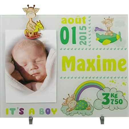 Cadre Photo Naissance - Cadeau de Naissance personnalisé avec le prénom du bébé – idéal pour la liste de naissance – pour